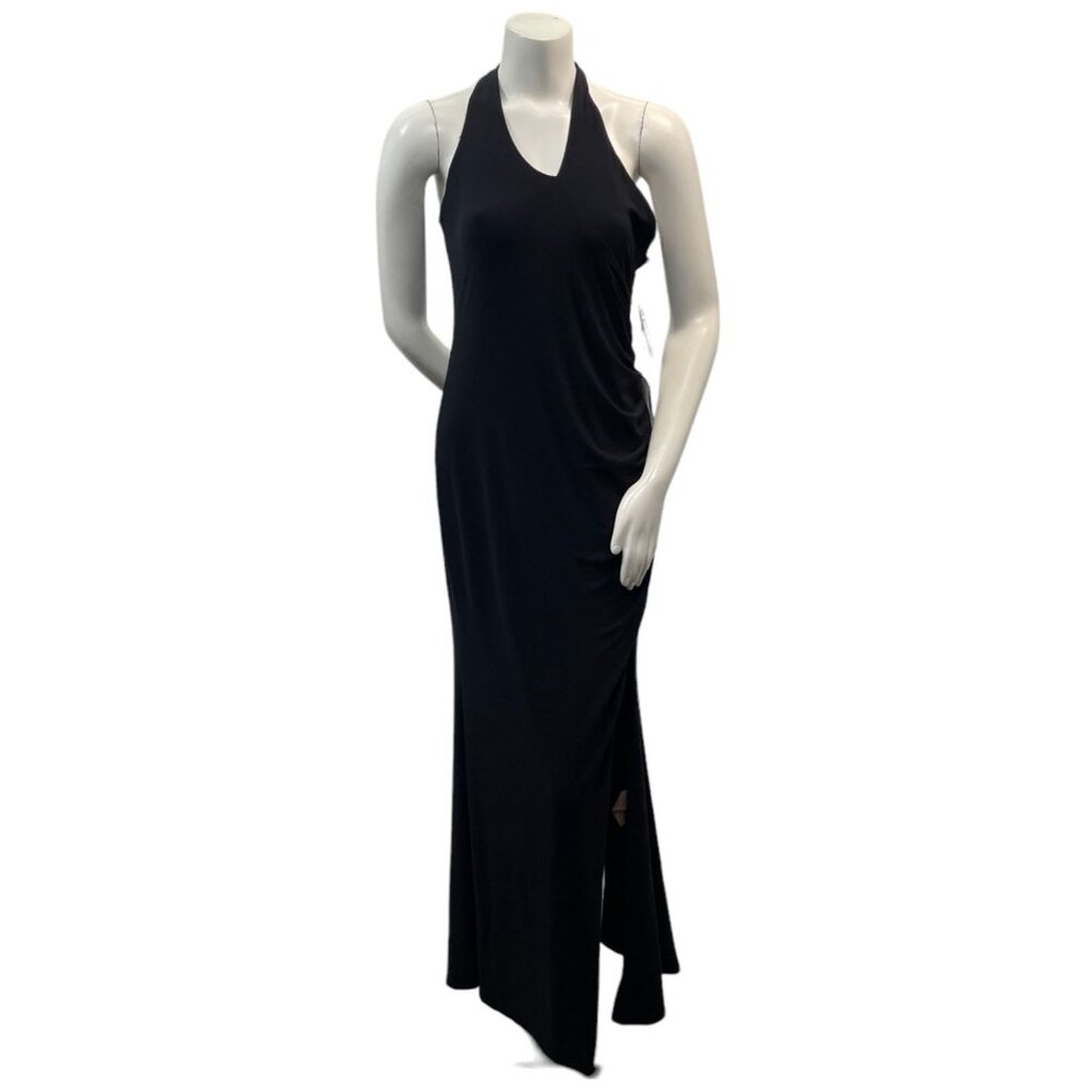 Jump Apparel Maxi Dress Womens Juniors size 14 Black Cutout Neck Slit Side New - Picture 2 of 9